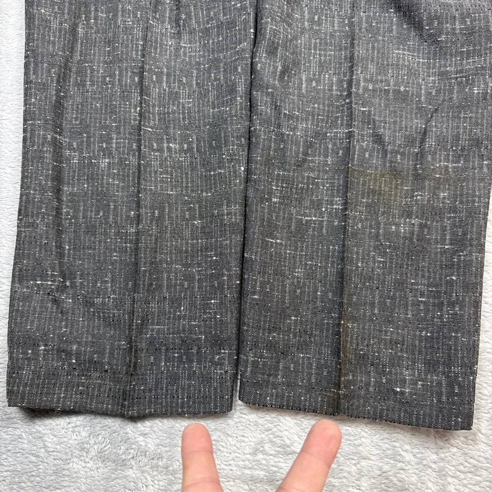 Vintage Expressions Pleated Pants Slacks Men 36X32 Gray Salt & Pepper Rayon FLAW